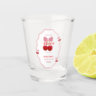 She's The Cherry On Top Pink Bow Bridal Shower Shot Glass