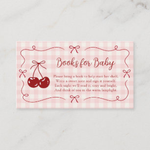 She's the Cherry on Top Pink Plaid Books For Baby Enclosure Card