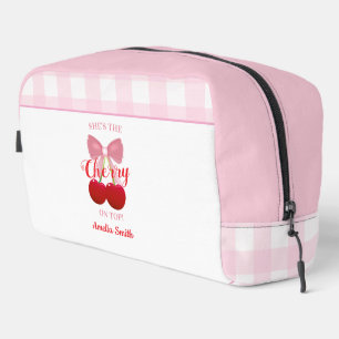 She's The Cherry On Top Pink Red Bridesmaid Gift Dopp Kit