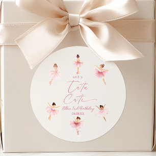 She's Tutu Cute Pink Ballerina 2nd Birthday Party Classic Round Sticker