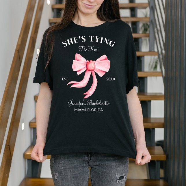 She's Tying The Knot Bachelorette Wedding Party T-Shirt (Creator Uploaded)