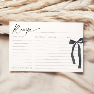 She's Tying the Knot Black Bow Bridal Recipe Card