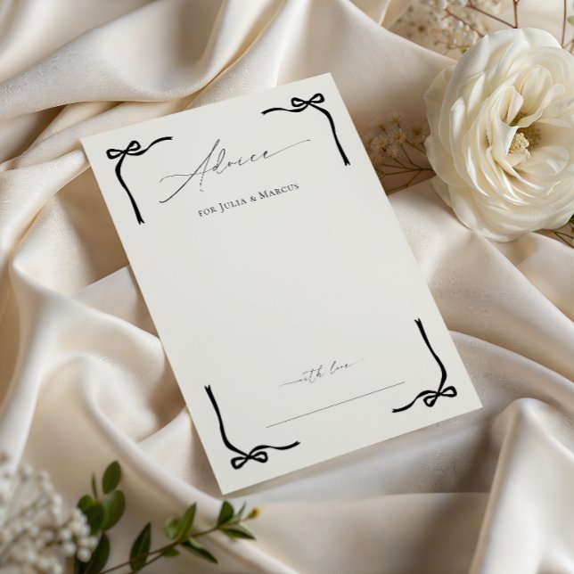 She's Tying The Knot Black Bow Bridal Shower Advice Card (Creator Uploaded)