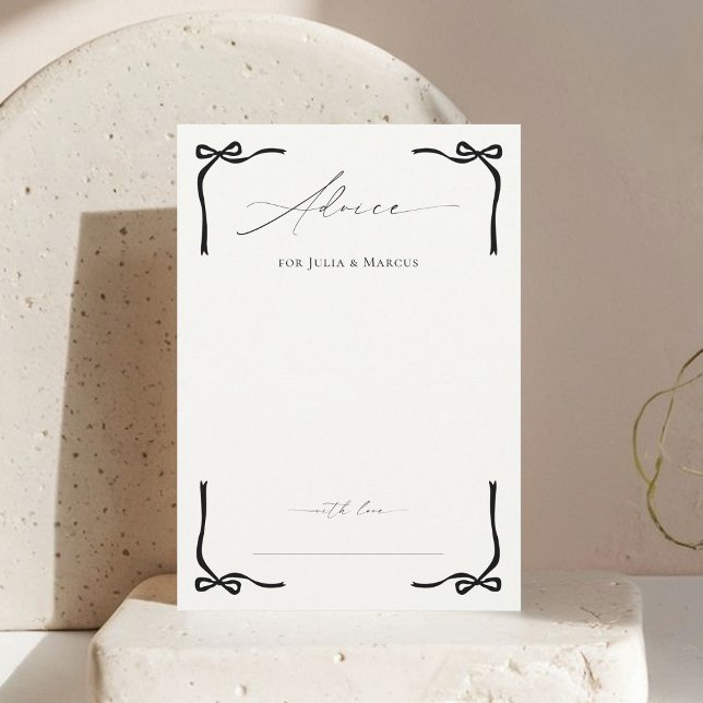 She's Tying The Knot Black Bow Bridal Shower Advice Card (Creator Uploaded)