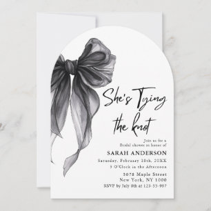 She's Tying the Knot black bow Bridal Shower Invitation