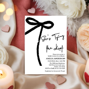  She's Tying the Knot Black Bow Bridal Shower  Invitation