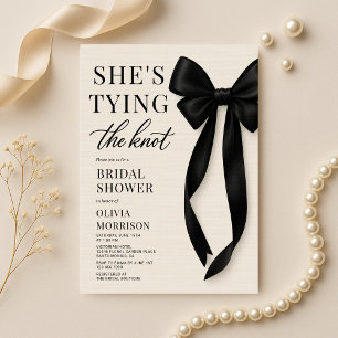 She's Tying The Knot Black Bow Bridal Shower  Invitation