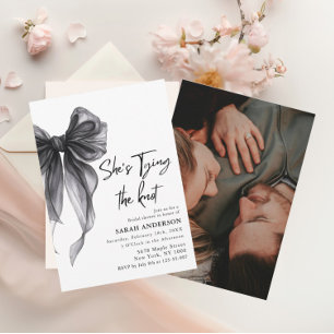 She's Tying the Knot black bow Bridal Shower  Invitation