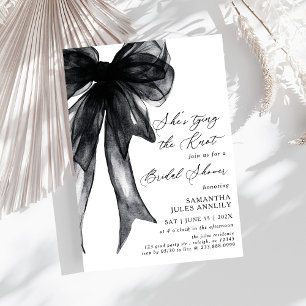 She's Tying The Knot Black Bow Bridal Shower Invitation