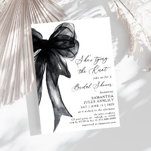 She's Tying The Knot Black Bow Bridal Shower Invitation