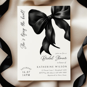 She's Tying the Knot Black Bow Bridal Shower Invitation