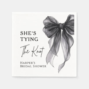 She's Tying The Knot Black Bow Bridal Shower Napkin