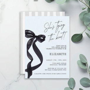 She's Tying the Knot Black Bow BRIDAL SHOWER Party Invitation