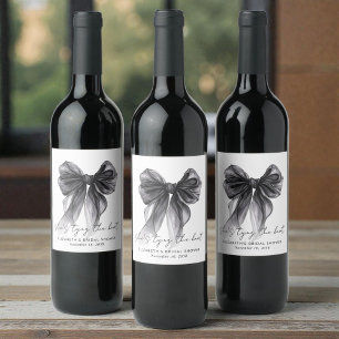 Shes Tying The Knot Black Bow Bridal Shower Wine Label
