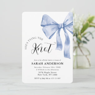 She's Tying the Knot blue bow Bridal Shower  Invitation