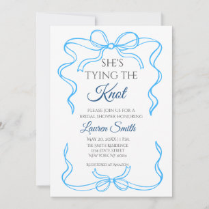 Shes Tying the Knot - Blue Bridal Shower Invite