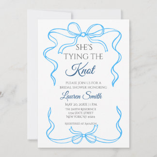 Shes Tying the Knot - Blue Bridal Shower Invite