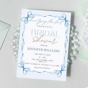 She's Tying the Knot Blue Ribbon Bridal Shower  Invitation