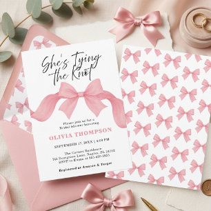 She's Tying the Knot Blush Pink Bow Bridal Shower Invitation