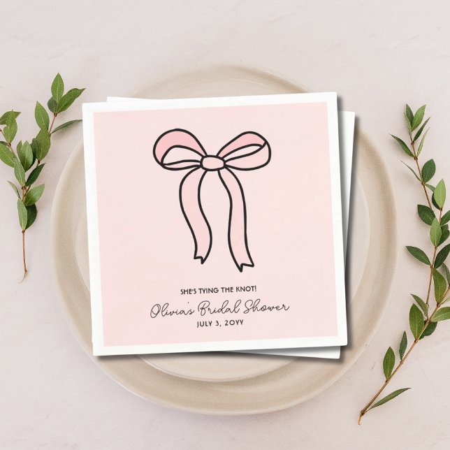 She's Tying The Knot Blush Pink Bow Bridal Shower Napkin (She's Tying The Knot Blush Pink Bow Bridal Shower Napkins
)