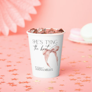Shes Tying the Knot Blush Pink Bow Bridal Shower Paper Cups