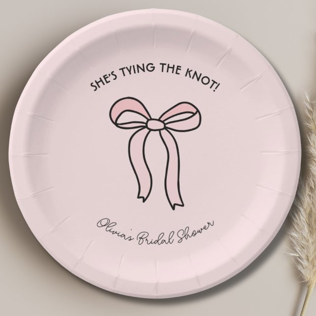 She's Tying The Knot Blush Pink Bow Bridal Shower Paper Plate (She's Tying The Knot Blush Pink Bow Bridal Shower Paper Plates
)