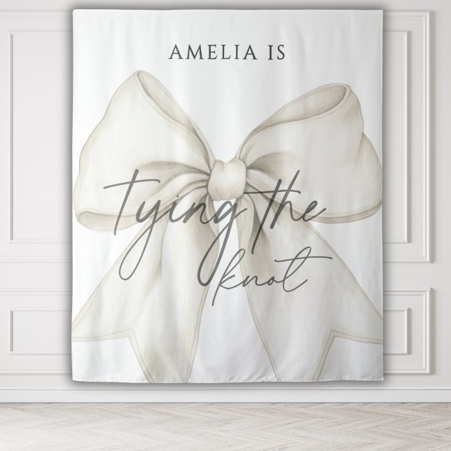 Shes Tying The Knot Bow Bridal Shower Backdrop Tapestry (Creator Uploaded)