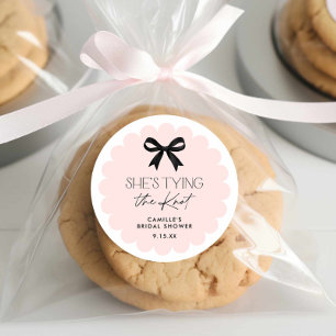 She's Tying The Knot Bow Bridal Shower Classic Round Sticker