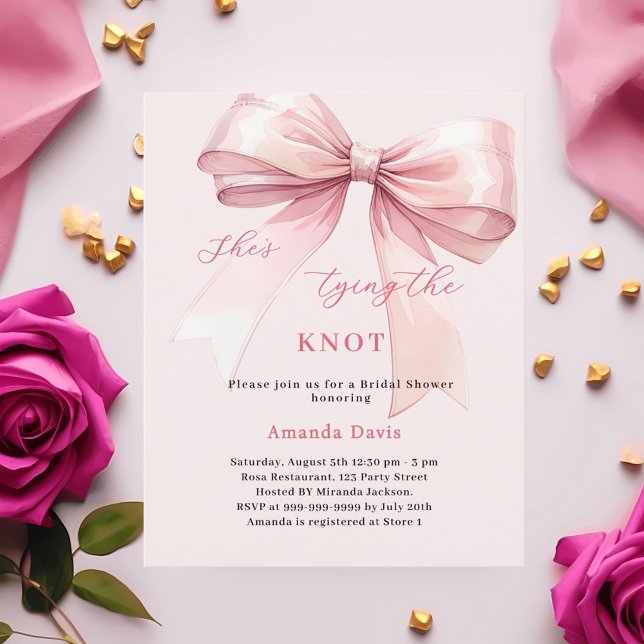 She's tying the knot bow Bridal Shower invitation (Creator Uploaded)