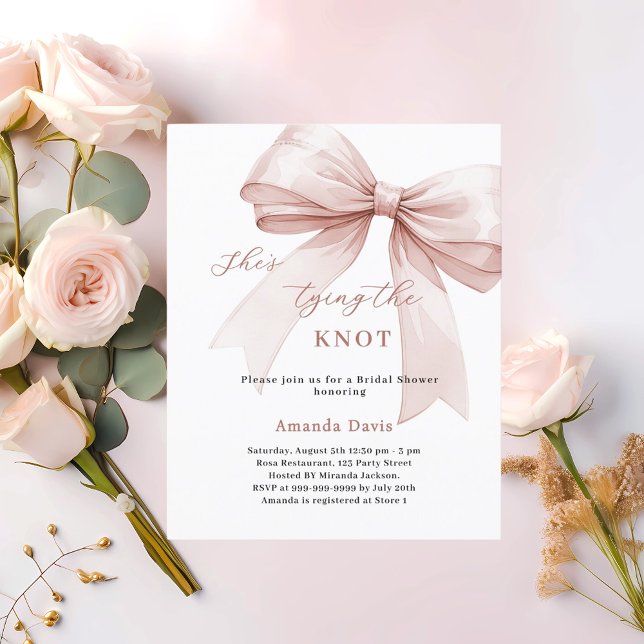 She's tying the knot bow Bridal Shower invitation (Creator Uploaded)