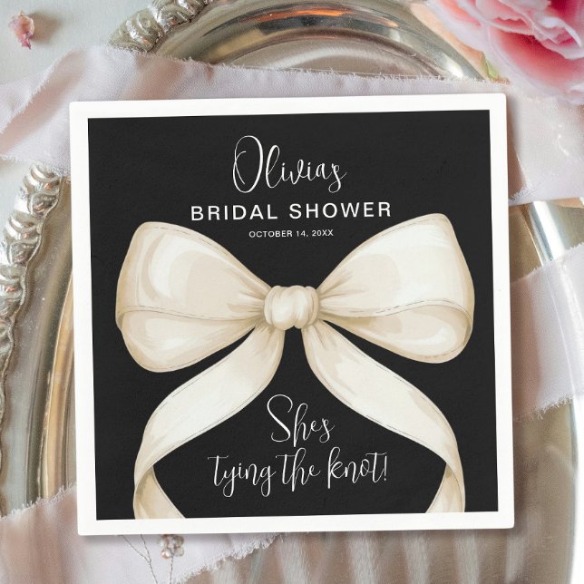 She's Tying the Knot Bow Bridal Shower Napkin (Creator Uploaded)