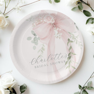 She's tying the knot Bow Bridal Shower Paper Plate