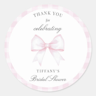 She's Tying The Knot Bow Bridal Shower Thank You Classic Round Sticker