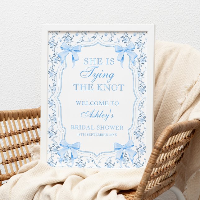 She's Tying the Knot Bow Bridal Shower Welcome Poster (Creator Uploaded)