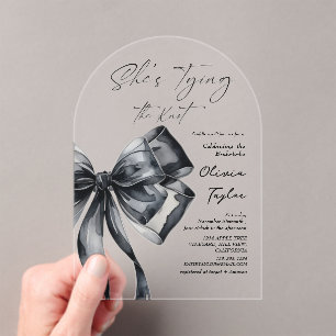 She's tying the knot Bridal Shower Acrylic Invitations