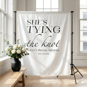 She's tying the knot   Bridal Shower Backdrop Tapestry