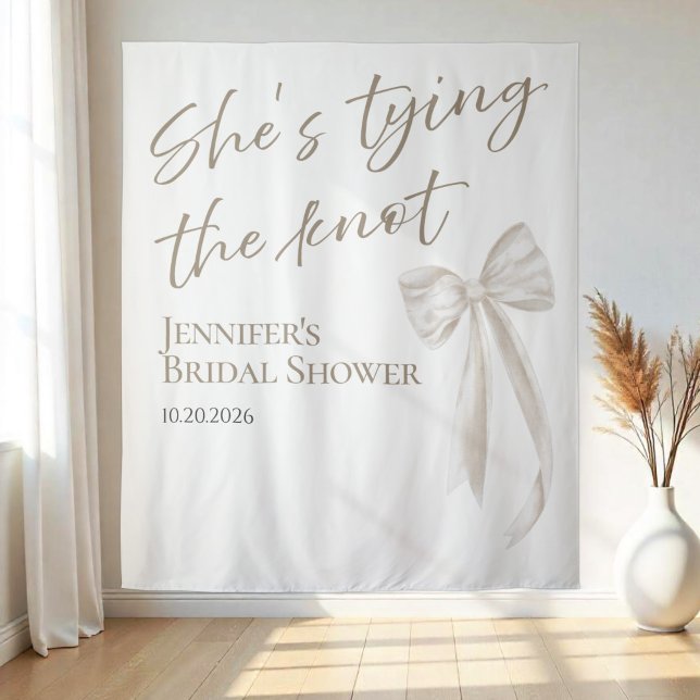 She's Tying the Knot | Bridal Shower Backdrops Tapestry (Creator Uploaded)
