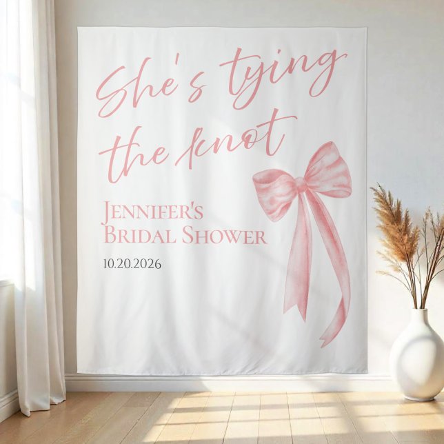 She's Tying the Knot | Bridal Shower Backdrops Tapestry (Creator Uploaded)