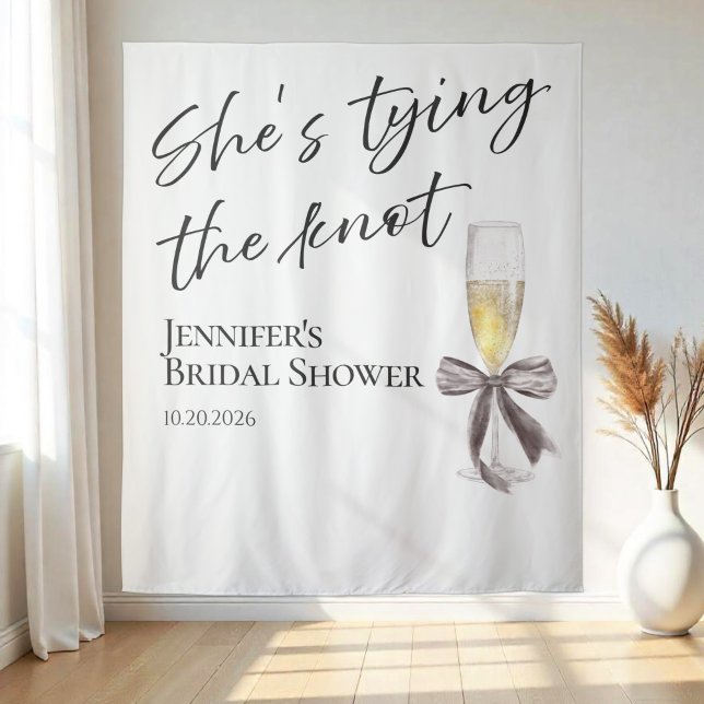 She's Tying the Knot | Bridal Shower Backdrops Tapestry (Creator Uploaded)