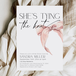 She's tying the knot Bridal Shower blush pink bow Invitation