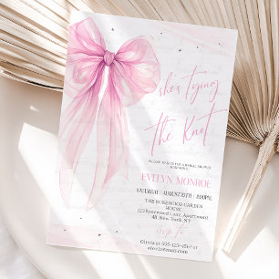 She's tying the knot Bridal shower Bow pink Invitation