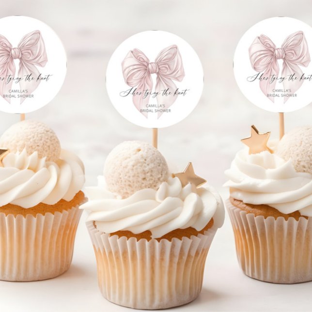 She's tying the knot Bridal Shower  Classic Round Sticker (Creator Uploaded)