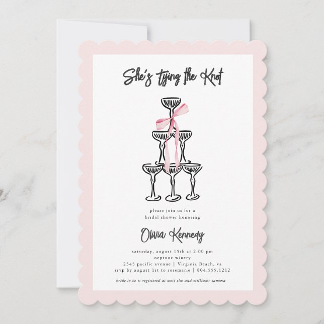 She's Tying the Knot Bridal Shower Coquette  Invitation (Front)