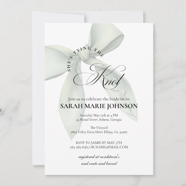 She's tying the knot Bridal Shower Invitation (Front)