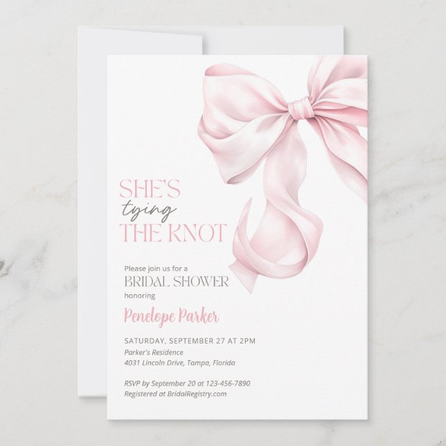 She's Tying the Knot Bridal Shower Invitation (Front)