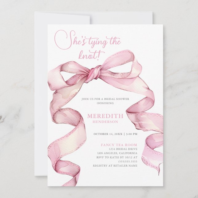 She's Tying the Knot Bridal Shower Invitation (Front)
