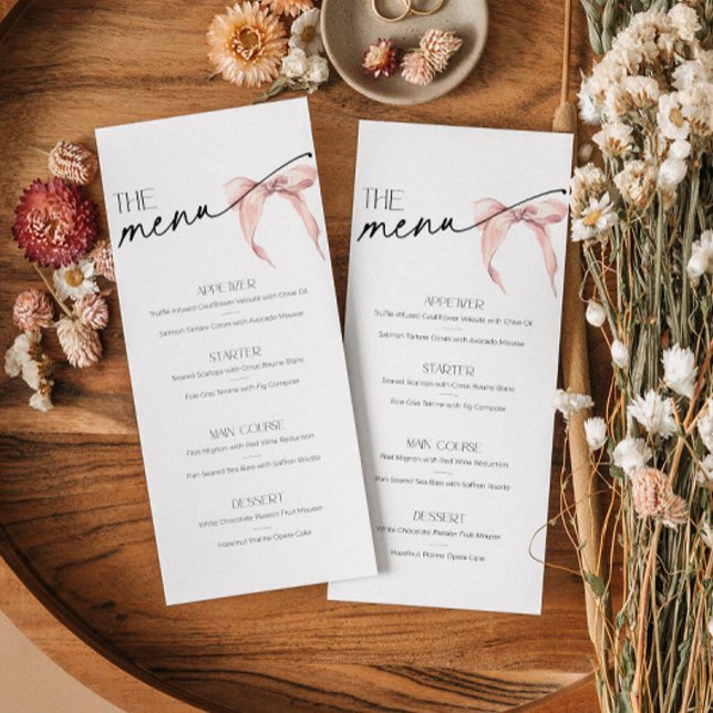 She's tying the knot Bridal Shower Menu pink bow (Creator Uploaded)