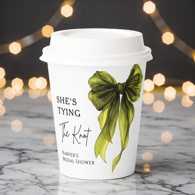 She's Tying The Knot Chartreuse Bow Bridal Shower Paper Cups (Creator Uploaded)