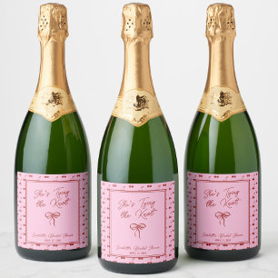 She's Tying the Knot Cherry Bridal Shower Sparkling Wine Label
