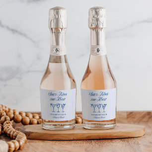 She's Tying The Knot Coastal Elegant Hand Drawn Sparkling Wine Label